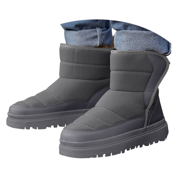 Zshosam Boys' Boots Toddler Boots Boys Girls Winter Boots Waterproof Fleece Kids Snow Boots Warm Walking Shoes for Indoor Outdoor Size 2,(Grey Big Kids 2)