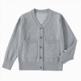 thumbnail image 1 of Zshosam Boys Cardigan Uniform Little Boys Knit Cardigan Sweater Kids Long Sleeve Spring Thin Sweater Size 9T 11T,(Light Gray 9-11 Years), 1 of 4