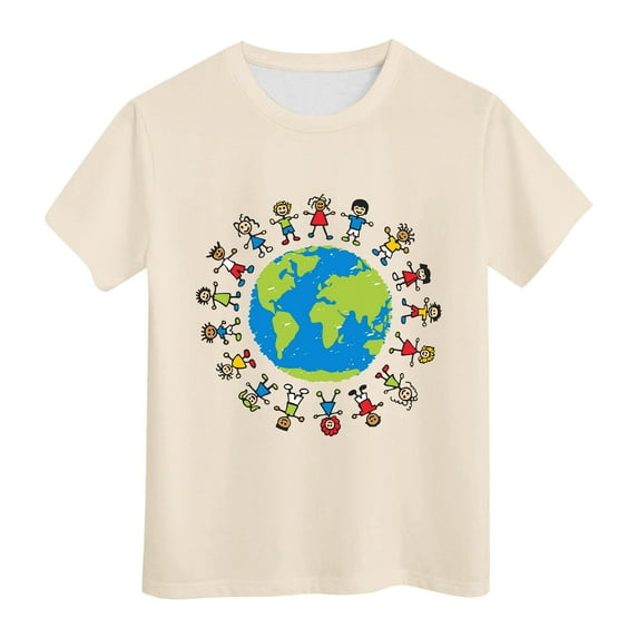 Zshosam Boys Clothes Toddler Boy Girl T-Shirts Shirts for Kids Funny Letter Tee Tops Size 11T 12T,(Beige 11-12 Years)