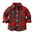 thumbnail image 1 of Zshosam Boys Coat Shacket for Kids Plaid Long Sleeve Coat with Pockets Boys Girls Causal Loose Fit Button Lapel Jackets Trendy Cute Jacket Outerwear Size 3 6 Months,(Red 3-6 Months), 1 of 9