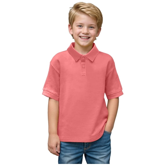 Zshosam Boys Collared Shirt Boys Short Sleeve Polo Upf 50+ Sun Protection Outdoor Size 9T 10T,(Hot Pink 9-10 Years)