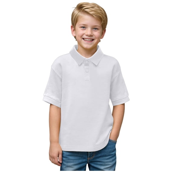 Zshosam Boys Collared Shirt Short Sleeve Boys School Uniform Short Sleeve Polo Soft & Comfortable Jersey Size 1T 2T,(White 1-2 Years)