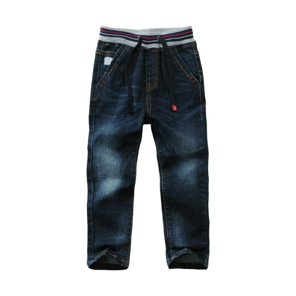 Zshosam Boys Jeans Slim Boy Jeans,Little Kid Elastic Band Stretchy Denim Jean Pants Size 6T 7T,(Black 6-7 Years)
