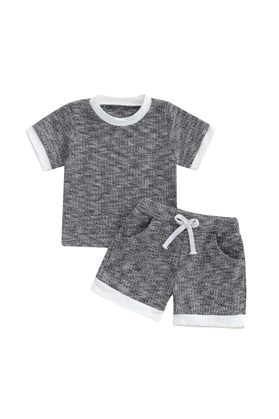 Boys Outfit Boys Athletic T-Shirt and Active Mesh Short Set for Toddler and Big Kids Size 18 24 Months,(Dark Gray 18-24 Months)