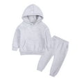 thumbnail image 1 of Zshosam Boys Outfits Boy's 2 Piece Outfits Long Sleeve Hooded Pullover Colorblock Tops and Sweat Pants Fall Winter Set Size 7T 8T,(Light Gray 7-8 Years), 1 of 9