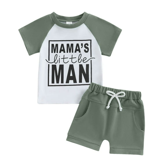 Zshosam Boys Outfits Summer Boys Button Down Short Sleeve Shirt & Elastic Waist Shorts Set, Casual 2-Piece Summer Outfit for Kids Size 18 24 Months,(Green 18-24 Months)