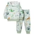 thumbnail image 1 of Zshosam Boys Outfits Toddler Infant Baby Boy Clothes Style Long Sleeve Hoodie Tops Sweatsuit Pants Outfit Set Size 18 24 Months,(Green 18-24 Months), 1 of 9