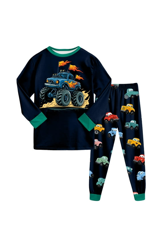 Boys Pajama Sets Unisex Babies, Toddlers and Kids' Snug-Fit Pajamas, Pack of 2 Size 9T 10T,(Green 9-10 Years)