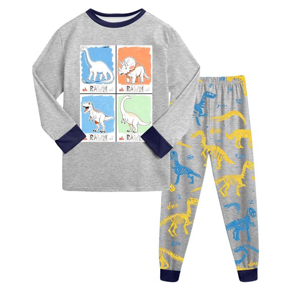 Zshosam Boys Pajamas Boys Pajamas 2 Piece Toddler Kids Long Sleeve Top and Pants Snug Fit Pjs Sets Sleepwear Size 3T 4T,(Grey 3-4 Years)
