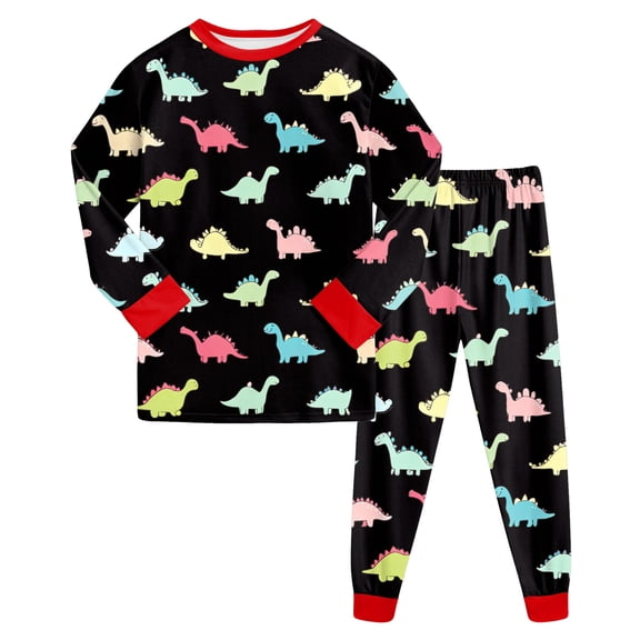 Zshosam Boys Pajamas Pajama Set 2 Piece Pjs Set Sleepwear Long Sleeve Top with Bottom Size 3T 4T,(Red 3-4 Years)