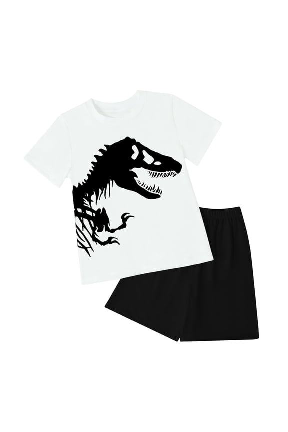Boys Pajamas Shorts Set Toddler Baby Boys Pajamas 2 Pieces Cotton Sleepwear Set Kids Short Sleeve Jammies Size 2T 3T,(White 2-3 Years)
