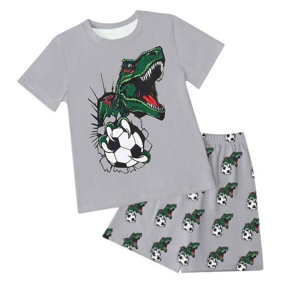 Zshosam Boys Pjs Toddler Pajamas Cotton Girls Boys Pajamas for Kids Snug Fit Short Sleeves Pjs Set Size 2T 3T,(Grey 2-3 Years)
