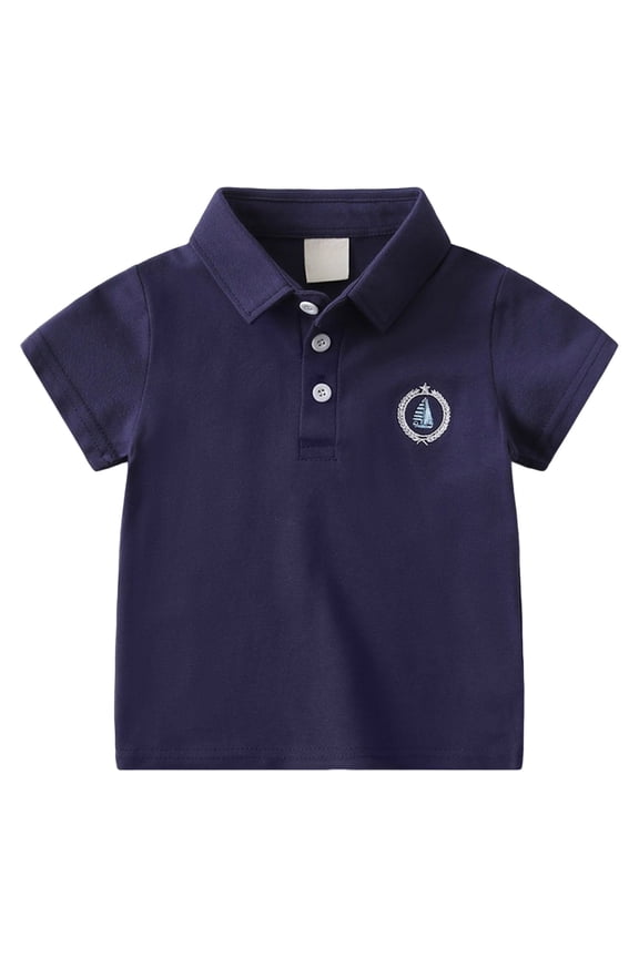 Boys Polo Shirts School Uniform Toddler Boys Classic Short Sleeve Polo Shirt Cute Clothes for Girls Baby Summer Shirt Top Size 2T 3T,(Navy 2-3 Years)