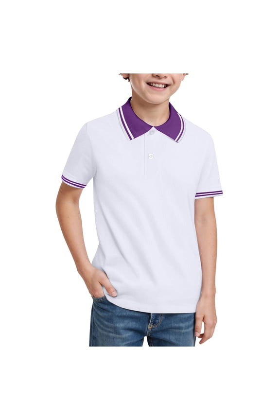 Boys Polo Short Sleeve Cute Clothes for Girls Baby and Toddler Boys Classic Short Sleeve Polo Shirt Summer Size 4T 5T,(Purple 4-5 Years)