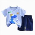 thumbnail image 1 of Zshosam Boys Short Set Tween Boys Clothes Summer Simple Print T-Shirt And Shorts Set 2 Pieces Teen Trendy Outfits Size 4T 5T,(Blue 4-5 Years), 1 of 4