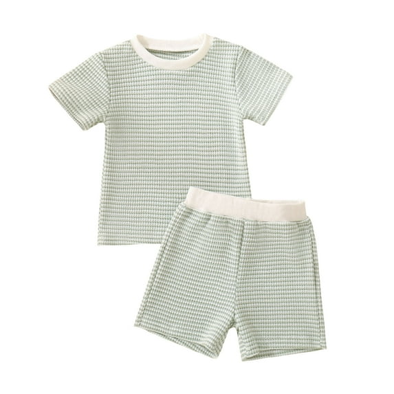 Zshosam Boys Short Sleeve Suit Set 2 Pcs Toddler Short Sleeve Outfit Set Soft Breathable Shirt and Shorts for Summer Clothes Size 2T 3T,(Green 2-3 Years)