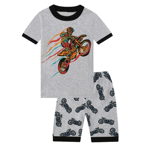 Zshosam Boys Sleep Shorts Kid Little Boys Pajamas Toddler Boys Clothes Sleepwear Cotton 2 Pieces Pjs Kids Jammies Sets Size 1T 2T,(Grey 1-2 Years)