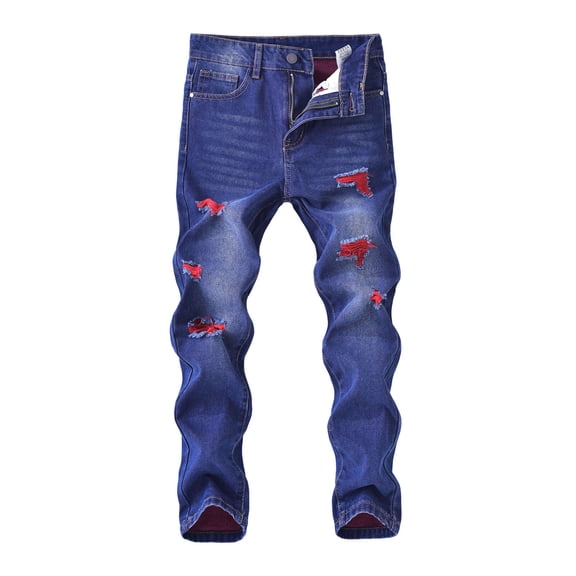 Zshosam Boys Slim Fit Jeans Little Kid Jeans, Little Boys Elastic Waist Denim Pants Size 7T 8T,(Red 7-8 Years)