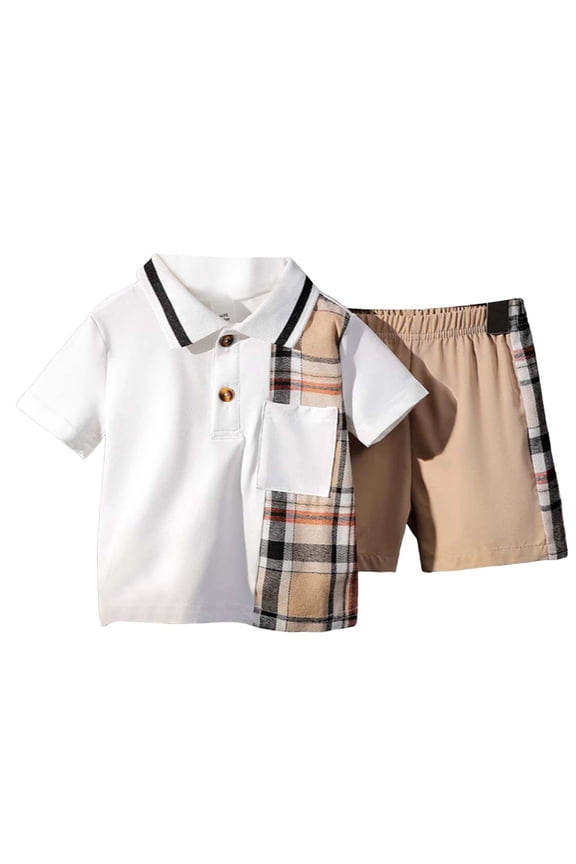Boys Summer Outfits Toddler Baby Boy Outfit Embroidery Short Sleeve T-Shirt Top and Shorts Clothes Set Size 18 24 Months,(Khaki 18-24 Months)