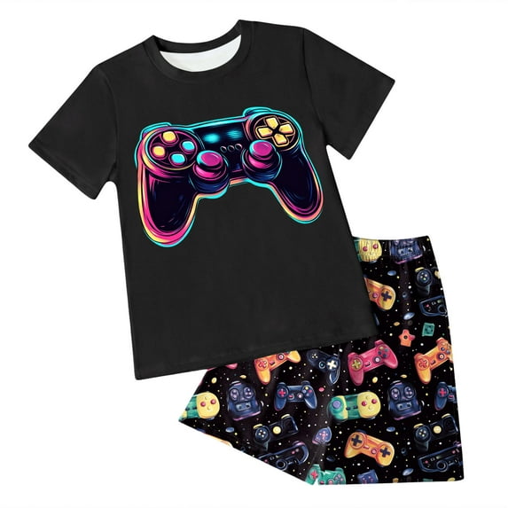 Zshosam Boys Summer Outfits Toddler Baby Boy Summer Clothes Short Sleeves Shirt Tops & Casual Shorts Outfit Set Size 2T 3T,(Black 2-3 Years)
