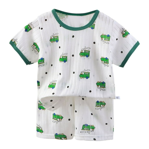 Zshosam Boys Summer Pajamas Shorts Set Baby Boys Girls Pajama Sets Toddler Short Sleeve Sleepwear Sets Pajamas Sets 2pcs Pjs Size 3T 4T,(Green 3-4 Years)