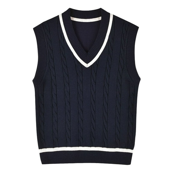 Zshosam Boys Sweater Vest V-Neck Kids Uniform Sleeveless Sweaters for Children(Navy,1-2 Years)