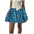 thumbnail image 1 of Zshosam Bubble Skirts for Women Casual Pleated Ruffle Hem A Line Mini Skirt Y2K Puffy Skirts Streetwear(Blue,S), 1 of 5