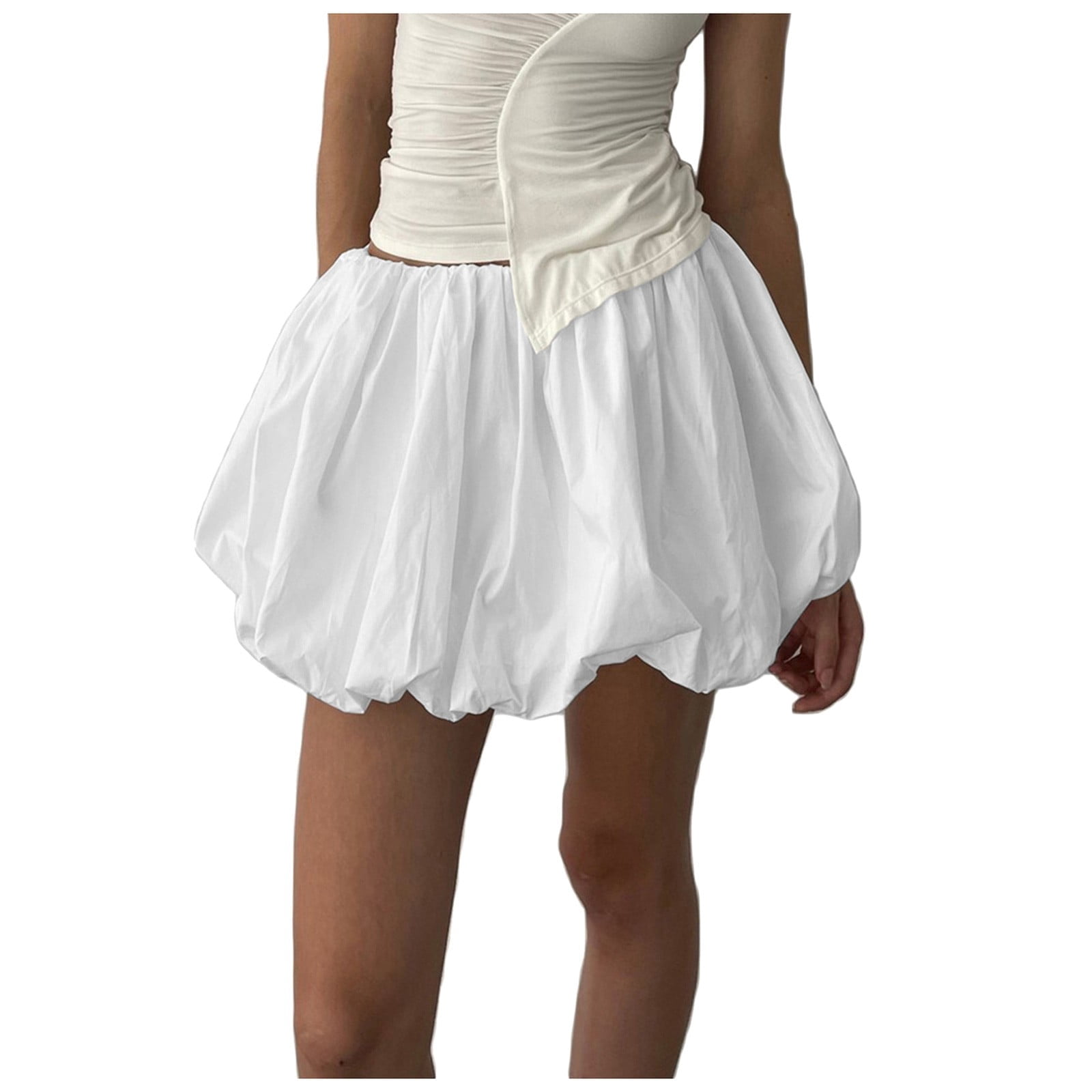 Zshosam Bubble Skirts for Women Casual Pleated Ruffle Hem Y2K