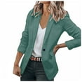thumbnail image 1 of Zshosam Casual Blazer for Women Lapel Collar One Button Work Office Blazer Jackets(Green,L), 1 of 3