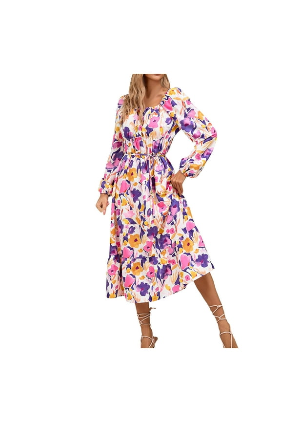 Casual Dresses for Women Semi Formal Fit and Flare Dresses A-line Work Dresses(Pink,M)