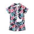 thumbnail image 1 of Zshosam Children'S Beach Shirt Set Boy's 2 Pieces Set Casual Shirts Short Sleeve Beach Shorts Summer Outfits Size 3T 4T,(Pink 3-4 Years), 1 of 9