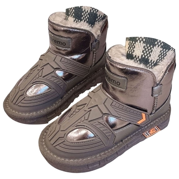 Zshosam Children Snow Boots Waterproof Girls Snow Boots with Lining Warm Winter Shoes for Kids Size 13,(Grey Little Kids 13)