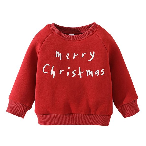 Zshosam Christmas Sweatshirts for Girls Kids Girls and Toddlers' Crewneck Christmas Sweatshirts Kids Long Sleeve Fall Pullovers Size 12 18 Months,(Red 12-18 Months)