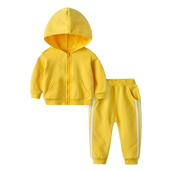 Zshosam Clothes for Toddler Boys Young Boys Clothes Long Sleeve Hooded Pullover Colorblock Sweatshirt With Pockets + Pants 2pcs Fall Winter Outfit Set Size 3 6 Months,(Yellow 3-6 Months)