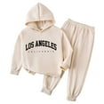 thumbnail image 1 of Zshosam Clothes for Boys Boy 2 Pcs Clothes Cool Printing Long Sleeve Hoodie & Sweatpants Outfit Size 5T 6T,(5-6 Years Beige), 1 of 5