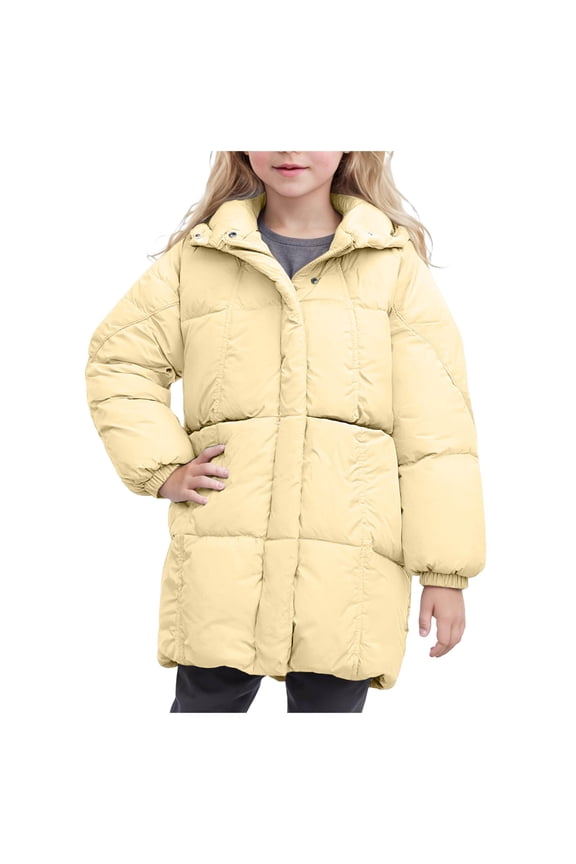 Coats for Girls Winter Coats for Toddler Kids Infants Baby Boys Girls Light Puffer Warm Thick Hooded Down Jacket Size 5T 6T,(Yellow 5-6 Years)