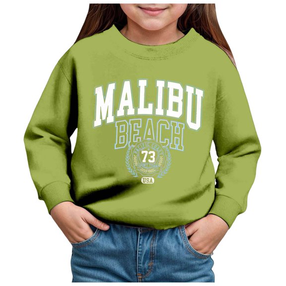 Zshosam Crewneck Sweatshirt Girls Girls Sweatshirts Kids Casual Long Sleeve Shirts Tops,Green 4 Years
