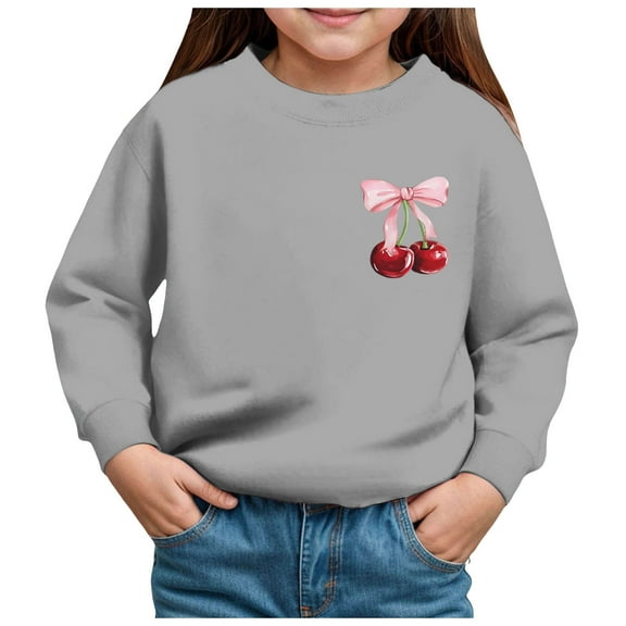 Zshosam Crewneck Sweatshirts Teen Girls Girls Crewneck Sweatshirt Long Sleeve Pullover Tops Sweatshirts,Grey 5 Years