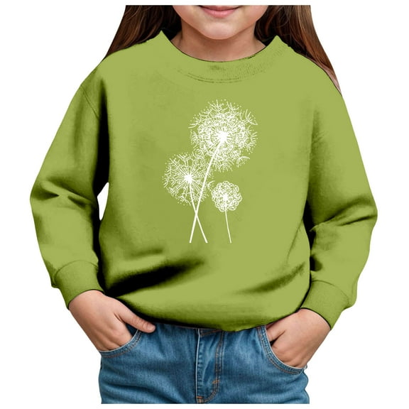 Zshosam Cute Sweatshirt for Teen Girls Girls Casual Crewneck Sweatshirts Long Sleeve Cute Pullover Lightweight Tops,Green 5 Years