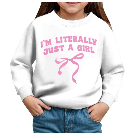 Zshosam Cute Sweatshirts for Teen Girls Trendy Girls Sweatshirt Outfit Pullover Graphic Tee Tops,White 3 Years