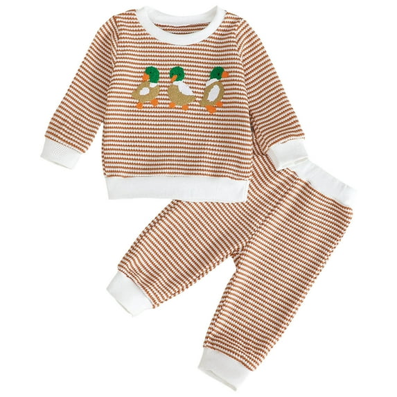 Zshosam Fall Baby Boy Clothes Toddler Baby Boy Fall Winter Clotrhes Sweatshirt Pullover Tops Joggers Pants Sets 2pcs Newborn Outfits Size 2T 3T,(Z03-Brown 2-3 Years)