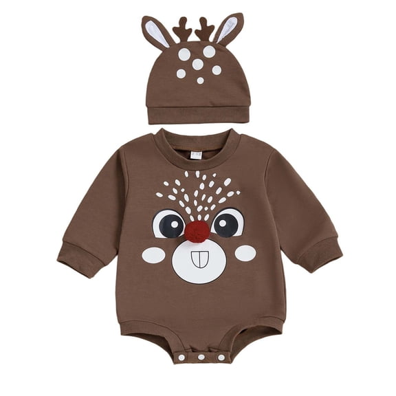 Zshosam Fall Baby Clothes Newborn Newborn Baby Girl Boy Knit Rompers Sweater Long Sleeve Christmas Bodysuit Infant Fall Winter Jumpsuit Size 0 3 Months,(Brown 0-3 Months)