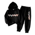 thumbnail image 1 of Zshosam Fall Clothes for Toddler Girls Winter Outfits Toddler Girls Warm Clothing Sets Long Sleeves Hoodie Sweatshirt Print Knit Pullover Hooded Top Pants 2pcs Pant Sets Size 3T 4T,(Black 3-4 Years), 1 of 6