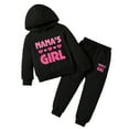 thumbnail image 1 of Zshosam Fall Outfits for Teen Girls Girls 2 Piece Outfits Hoodie Sweatshirt Print Leggings Color Block Fall Winter Clothing Sets with Pockets Size 6T 7T,(Black 6-7 Years), 1 of 6