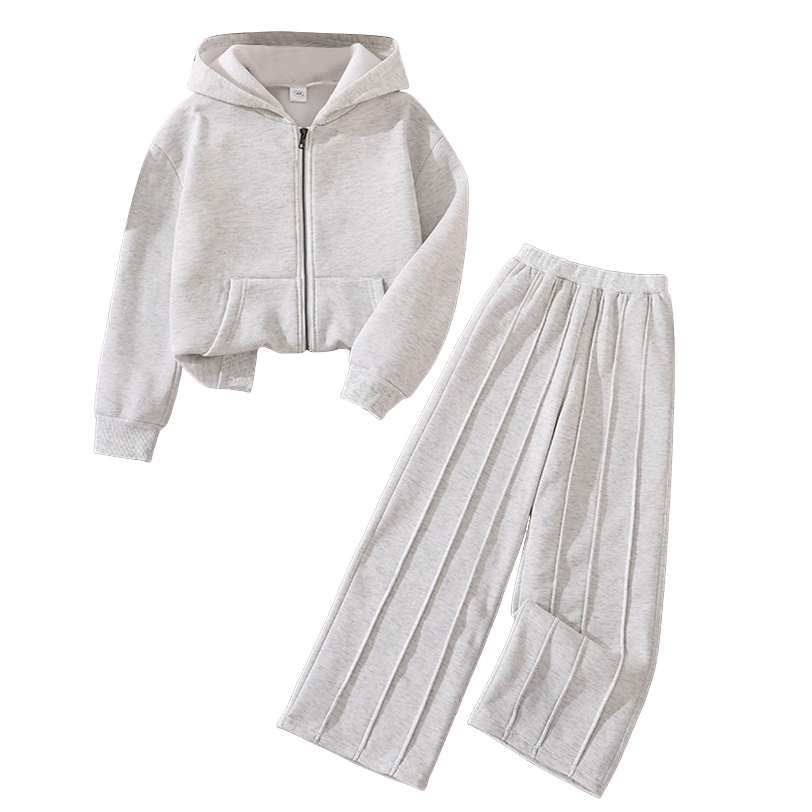 Zshosam Fall Outfits for Baby Girls Toddler Baby Girl Kid Fall Winter Long Sleeve Hoodies Sweatshirt Clothes Set Size 7T 8T,(Grey 7-8 Years)