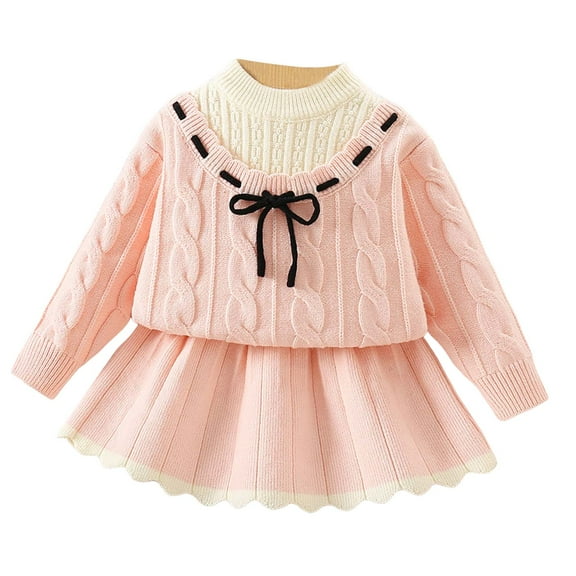 Zshosam Fall Outfits for Girls Toddler Baby Girl Matching Outfits Long Sleeve Shirt with Tulle Skirt Clothes Size 3T 4T,(Pink 3-4 Years)