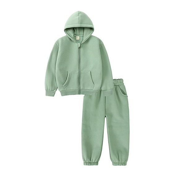 Zshosam Fall Toddler Girl Clothes Girls' Active Sweatsuit - 2 Piece Fleece Pullover Hoodie and Sweatpants - Jogger Pants Set Size 4T 5T,(Light Green 4-5 Years)