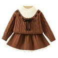 thumbnail image 1 of Zshosam Fall Winter Skirt Set for Girls Toddler Girl Outfits Turtleneck Long Sleeve Ribbed Shirt Tops Plaid Mini Skirts Set Fall Winter Clothes Size 3T 4T,(Khaki 3-4 Years), 1 of 5