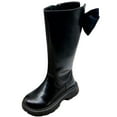 thumbnail image 1 of Zshosam Girl Boots Girls Knee Lace Up Riding Boots Kids Fashion Mid Calf Combat Boots Leather Side Zipper Boot Size 12.5,(Black Little Kids 12.5), 1 of 7