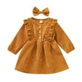 thumbnail image 1 of Zshosam Girl Dress Little Girls Fall Maxi Dresses Long Sleeve Outfits Size 4T 5T,(Yellow 4-5 Years), 1 of 8